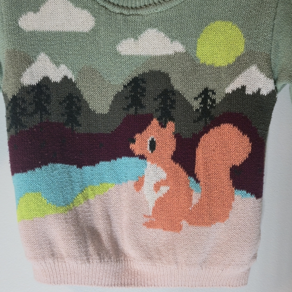 H&M Size 3/4T Squirrel Mountain Knit Sweater Cotton Kids Toddler Pullover Top - Picture 4 of 9